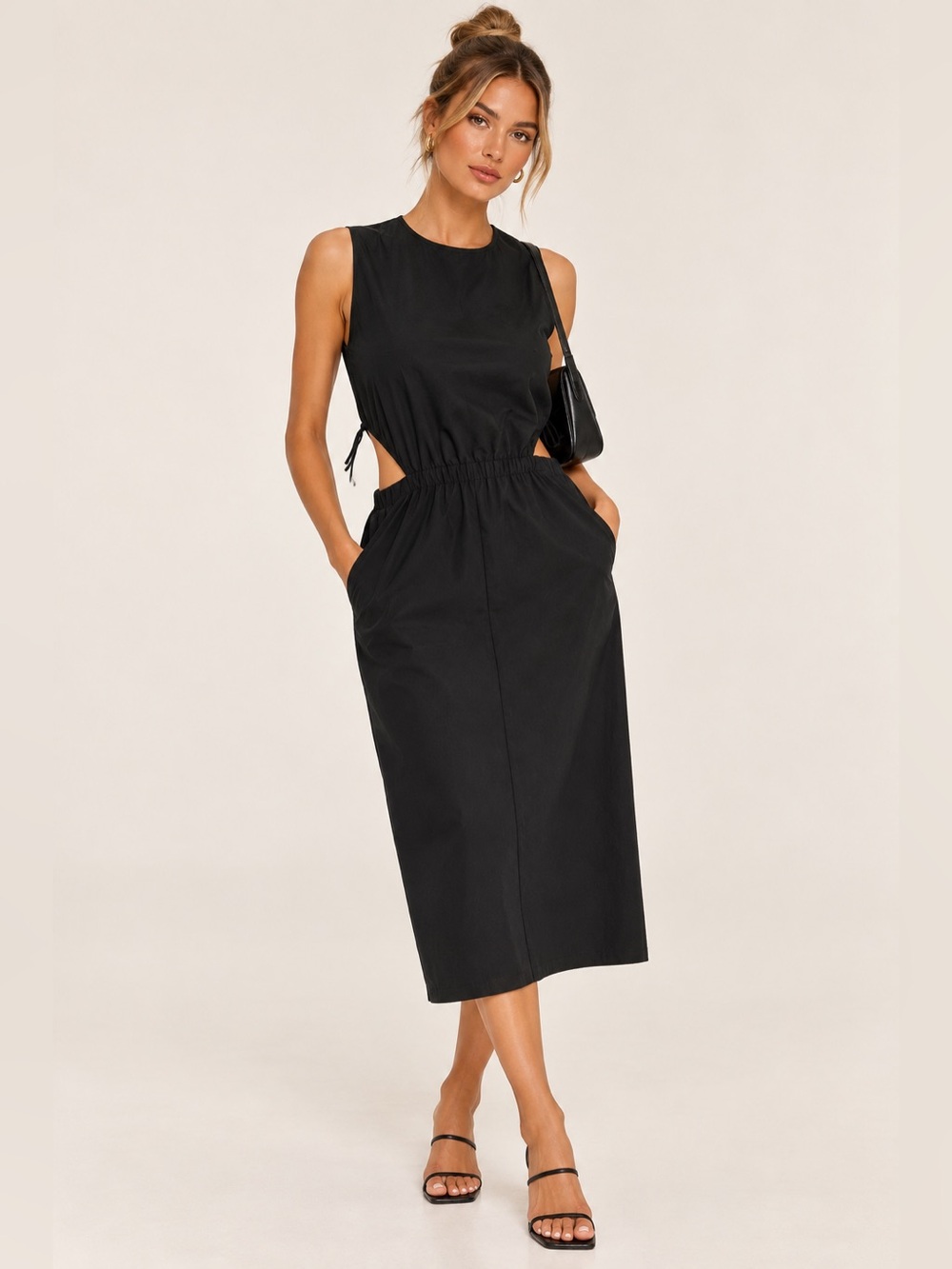 NWT 110$ Sleeveless Black Cutout Midi Dress